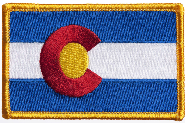 Colorado state flag patch on white background.